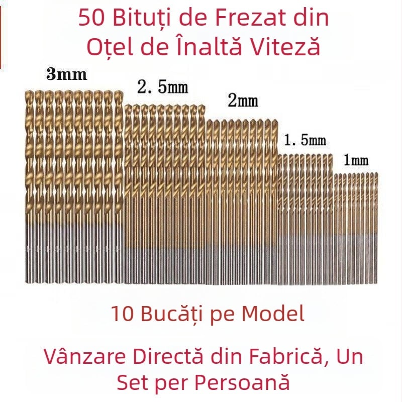 Set de 50 burghie din oțel rapid pentru brățări, proiecte de artizanat, lemn și plastic
