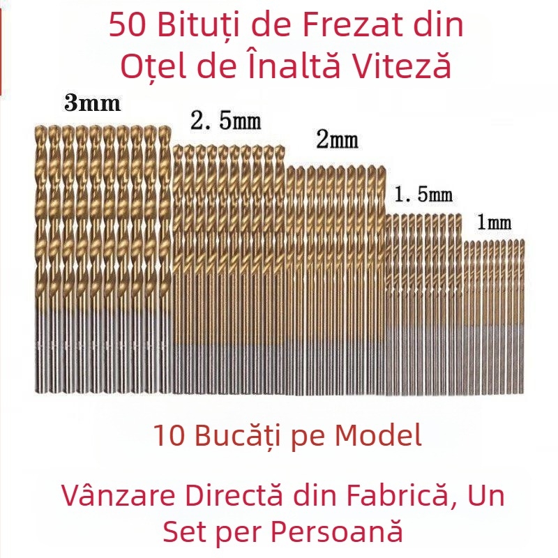 Set de 50 burghie din oțel rapid pentru brățări, proiecte de artizanat, lemn și plastic