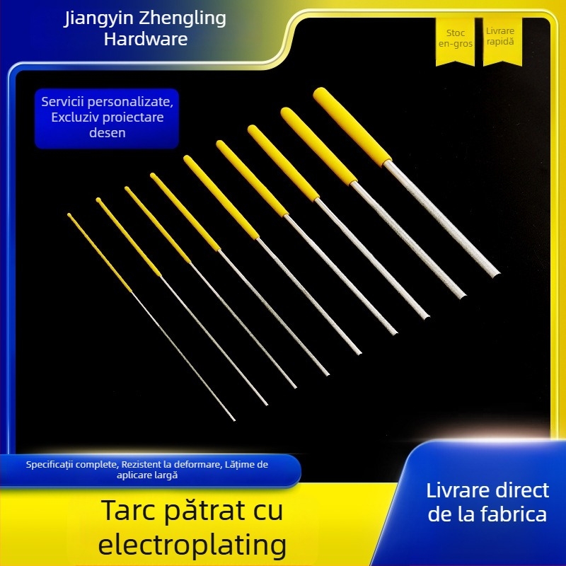 Șlefuitor cilindric diamantat electroplacat pentru lustruirea găurilor interne ale matrițelor; Brand Delling; Modele: 1×160, 1.2×160, 1.5×160, 1.7×160; Material: abraziv oțel aurit; Personalizare: Disponibilă