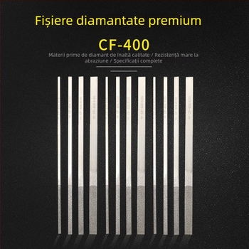 Fișier diamant CF400, secțiune plată, model dublu, dinți medii, material emery