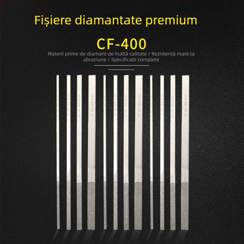 Fișier diamant CF400, secțiune plată, model dublu, dinți medii, material emery