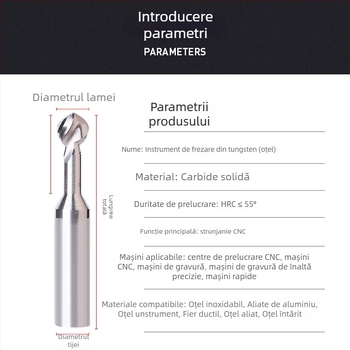 Freză cu cap sferic VTOOL; seria Ball-type milling cutter; domeniu de prelucrare: Other