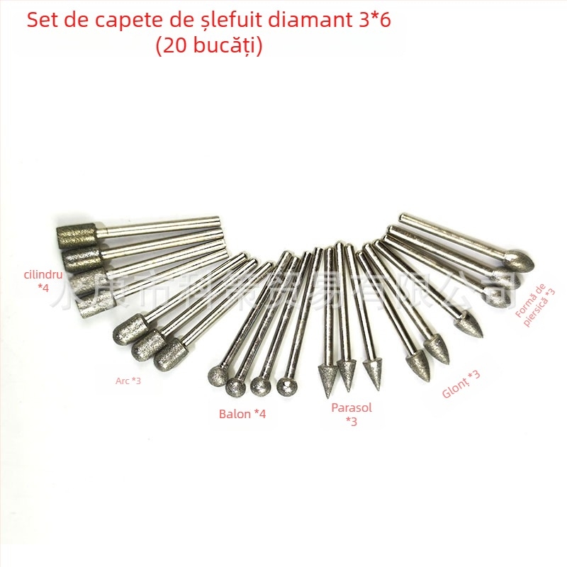 20 capete de șlefuire din diamant, abraziv Emery, granulație 120, pentru sculptare și lustruire jad, sticlă și ceramică