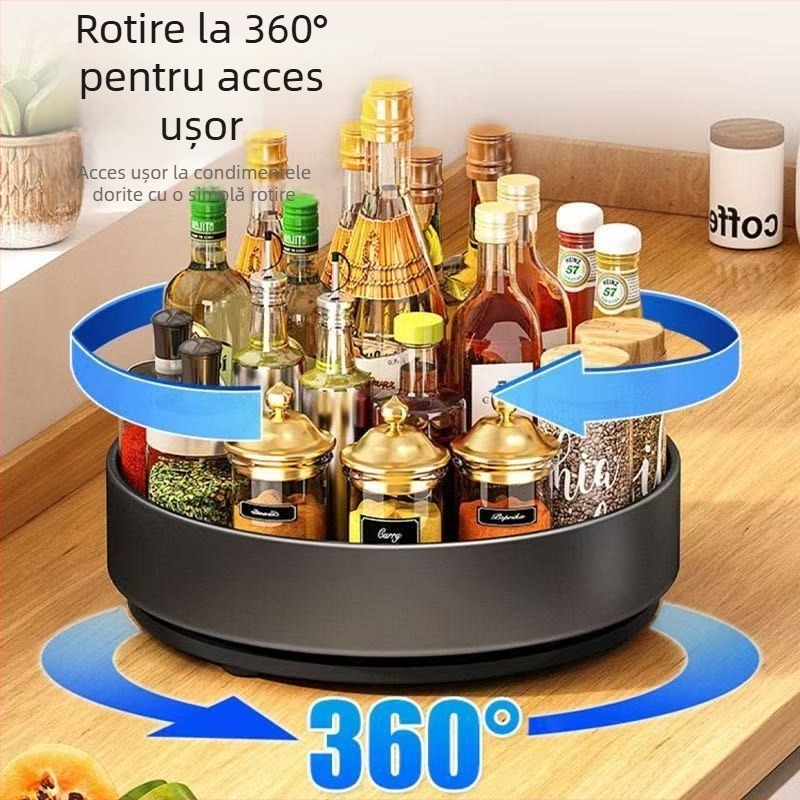 Suport rotativ pentru condimente din oțel inoxidabil pentru blat de bucătărie