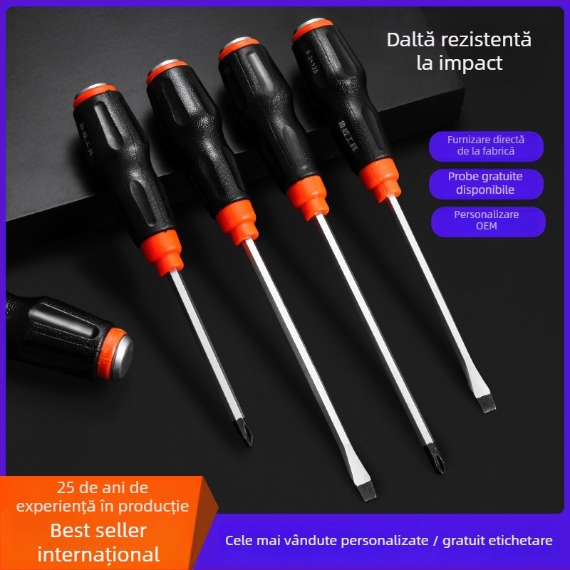 Șurubelniță Luwei cu magnet, capuri încrucișat și plat, oțel Cr-Mo, mâner TPR