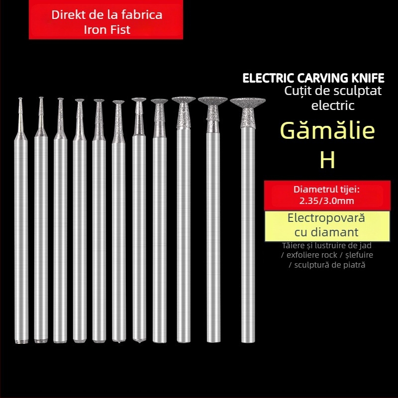 Cap de sculptat jad Emery, Model H Needle, Iron Fist