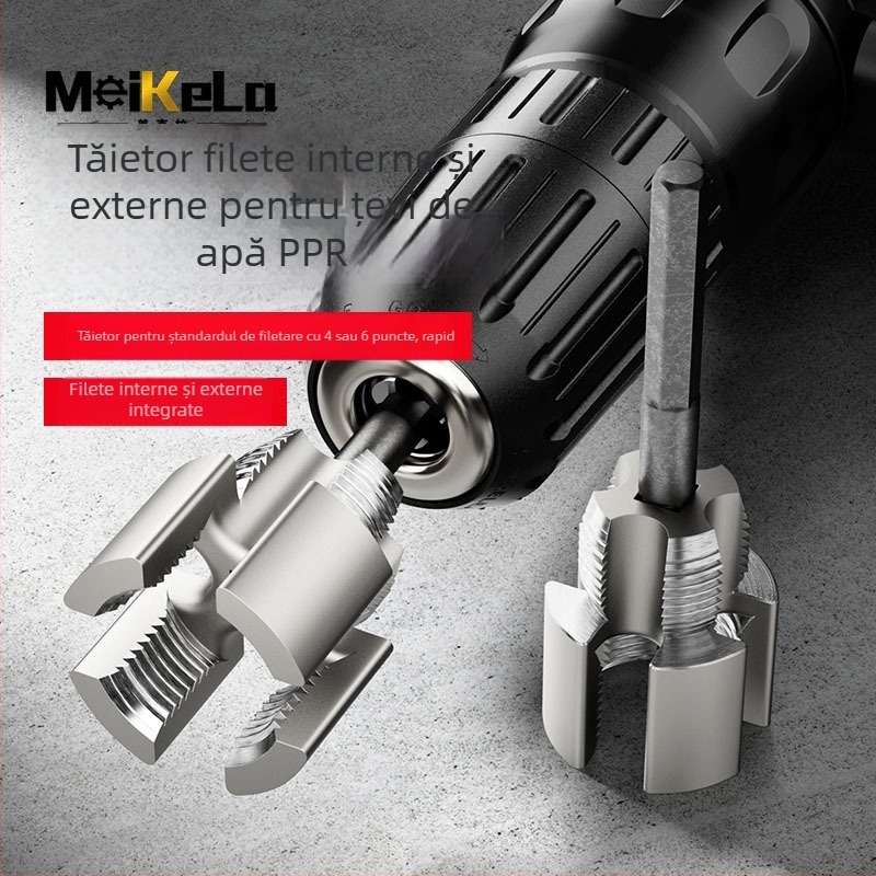Set pentru filete ale conductelor PPR, filet intern și extern, deschidător de filete integrat, găurire și reparație a filetelor, 46 de puncte