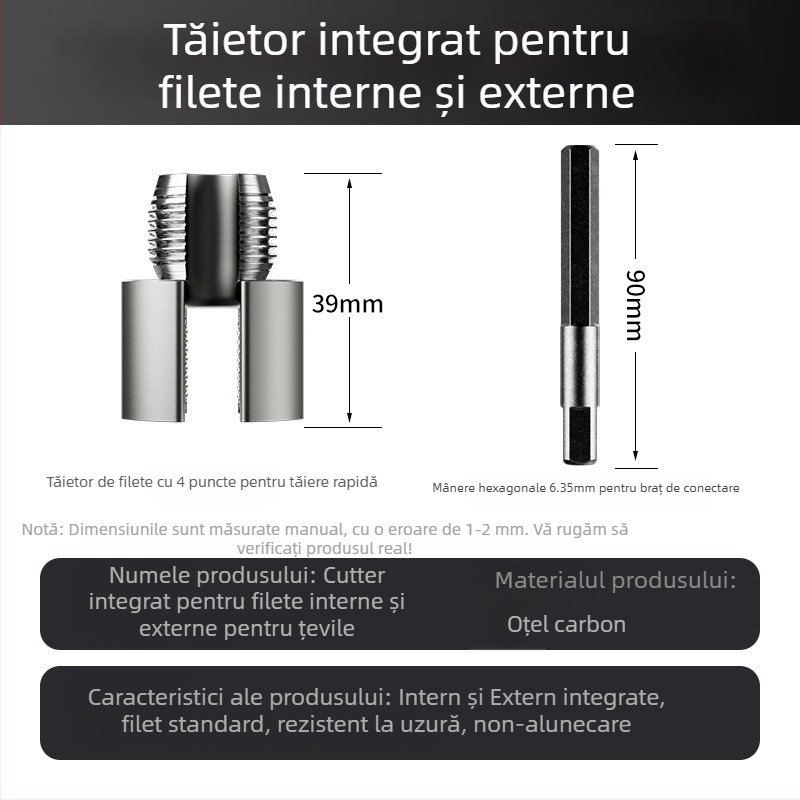 Set pentru filete ale conductelor PPR, filet intern și extern, deschidător de filete integrat, găurire și reparație a filetelor, 46 de puncte