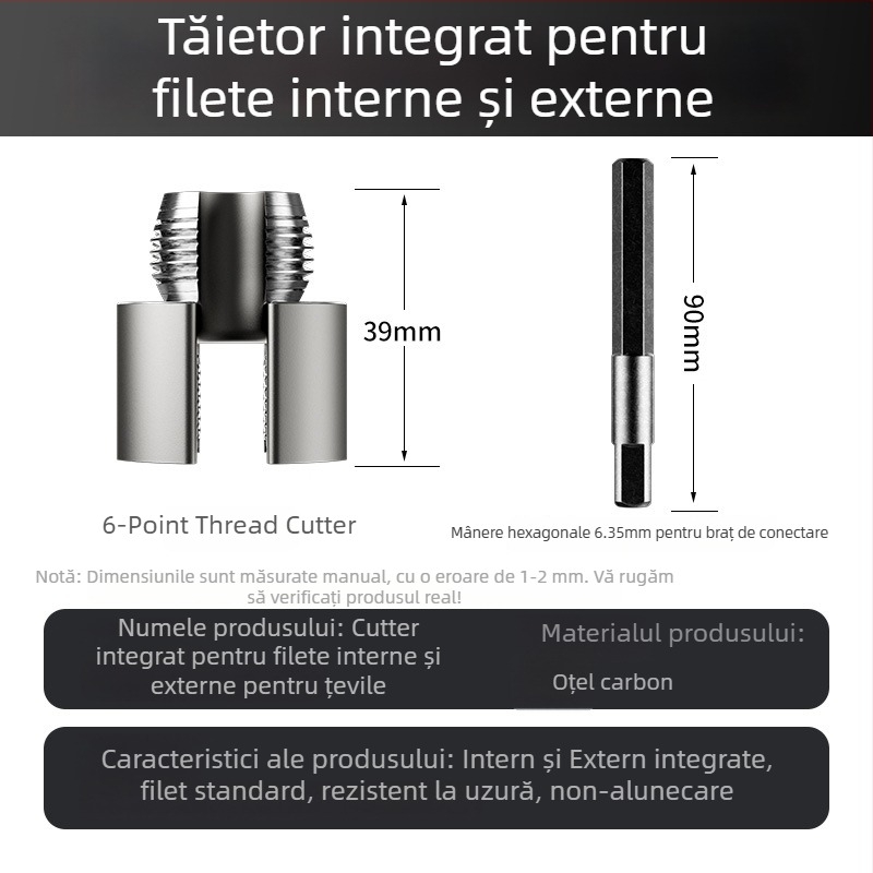 Set pentru filete ale conductelor PPR, filet intern și extern, deschidător de filete integrat, găurire și reparație a filetelor, 46 de puncte