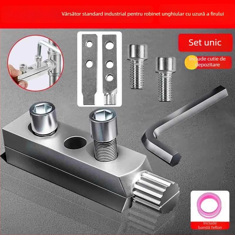 Extractor universal pentru șuruburi rupte, pentru robinete și supape unghiulare; elimină șuruburi rupte și filete deteriorate din conducte