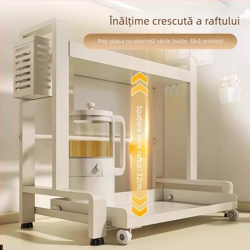 Raft de condimente pentru bucătărie, glisant, cu două etaje, din oțel carbon, montaj fără găuri