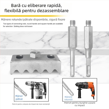 Instrument de găurit perete cu mâner pătrat, destinat cutiilor electrice 86, cu burghiu rezistent la uzură.