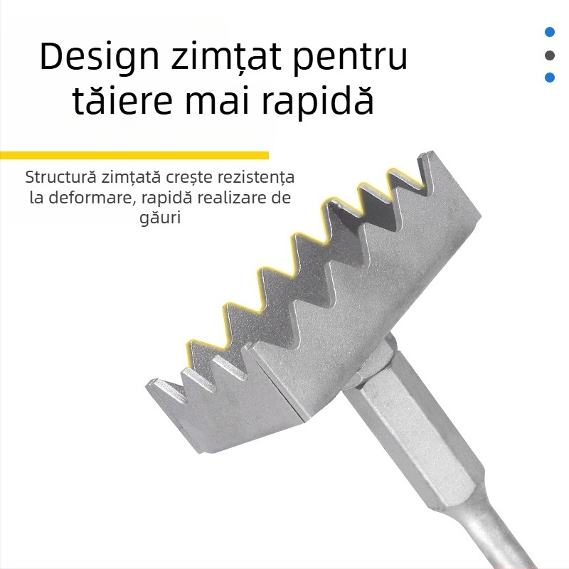 Instrument de găurit perete cu mâner pătrat, destinat cutiilor electrice 86, cu burghiu rezistent la uzură.
