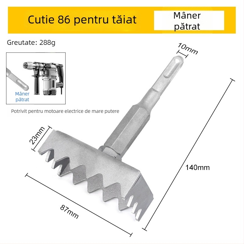 Instrument de găurit perete cu mâner pătrat, destinat cutiilor electrice 86, cu burghiu rezistent la uzură.