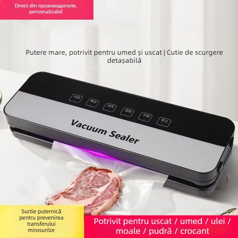 Mașină automată de sigilare vid pentru uz casnic – carcasă ABS, 120W, 110-220V, capacitate 500-1000 ml, operare prin atingere