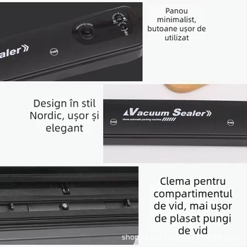 Mașină de vidat pentru uz casnic, mică, complet automată, corp ABS, model MC009, 50W, 220-110V