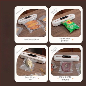 Mașină de vidat pentru uz casnic, vacuum sealer automat cu corp din ABS, 90W, 110–220V