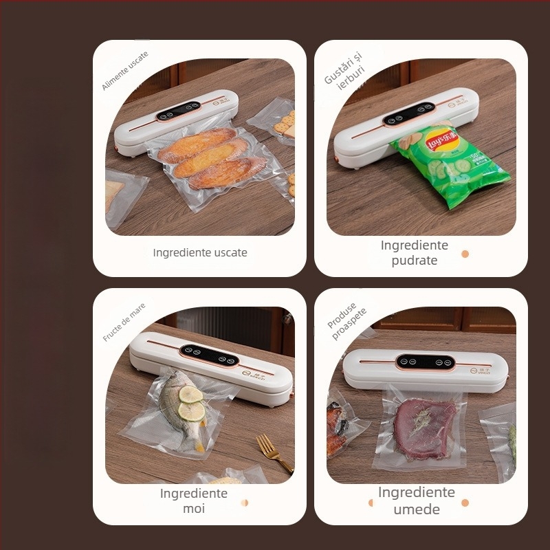 Mașină de vidat pentru uz casnic, vacuum sealer automat cu corp din ABS, 90W, 110–220V