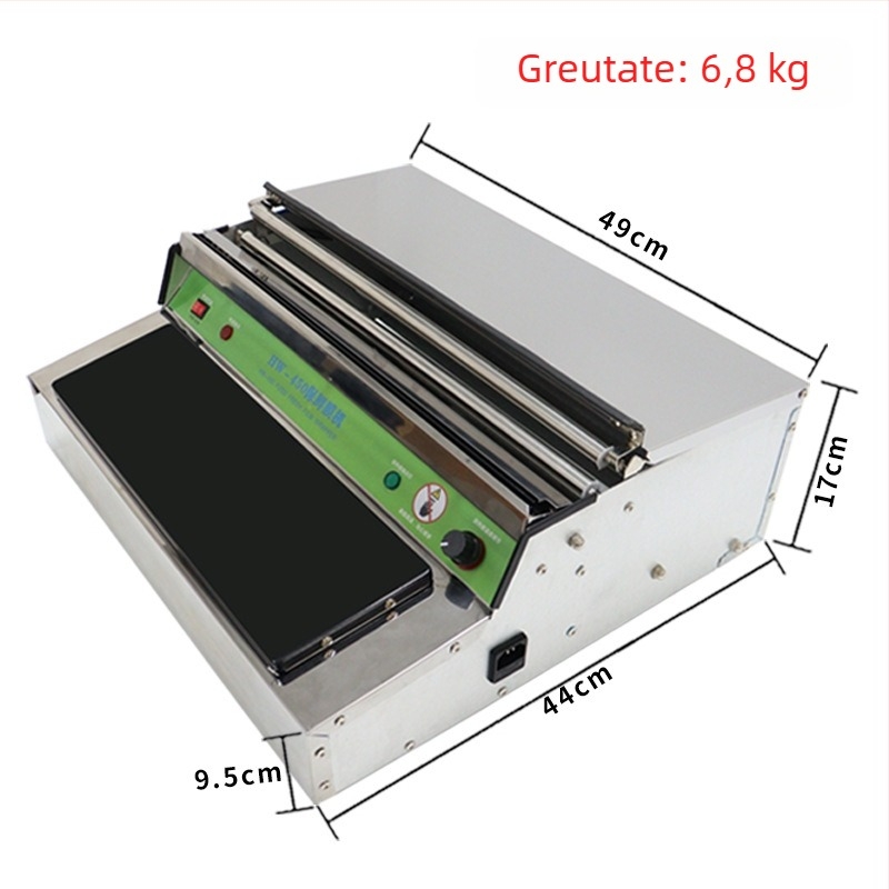 Mașină de ambalare cu folie pentru fructe și legume (funcționare manuală, lățimea sigilării până la 45 cm, grosimea foliei: general, controlul temperaturii 60–140)