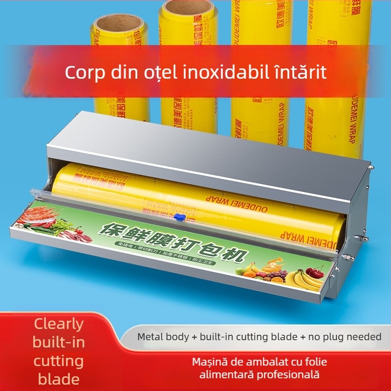 Mașină comercială de ambalare folie alimentare, acționare manuală, potrivită pentru folie din plastic, funcție de etanșare