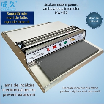 HW-450 Mașină externă de ambalare folie alimentare cu role mari – sigilare Chengjiu