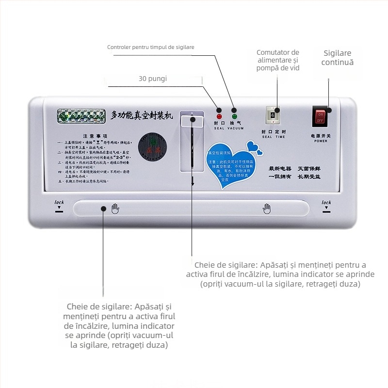 Mașină de sigilare vid Green Leaf DZ-280/2SD – lățime sigilare 28 cm, viteză sigilare 1–5 s