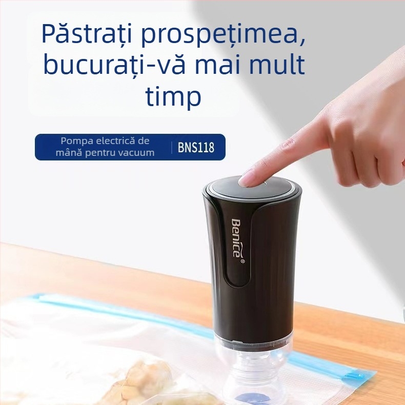 Pompa de vid manuală pentru sigilarea pungilor, model BNS-118, 70W, 5V, carcasă ABS, 0,2 kg