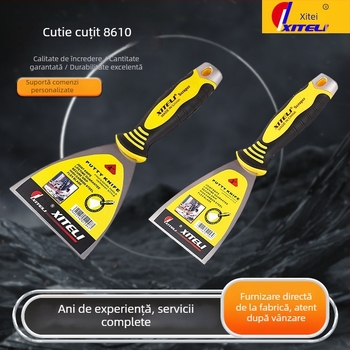 Cuțit de chituit pentru tabla auto și pereți – lamă din oțel 55#, mâner din plastic TPR, două variante de mâner, brand Hitley, pentru decorare și curățare