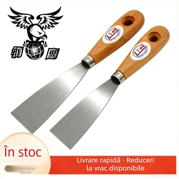 Spatulă pentru chit cu mâner din lemn, lamă 65Mn, pentru curățare și răzuire