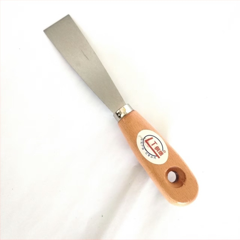 Spatulă pentru chit cu mâner din lemn, lamă 65Mn, pentru curățare și răzuire