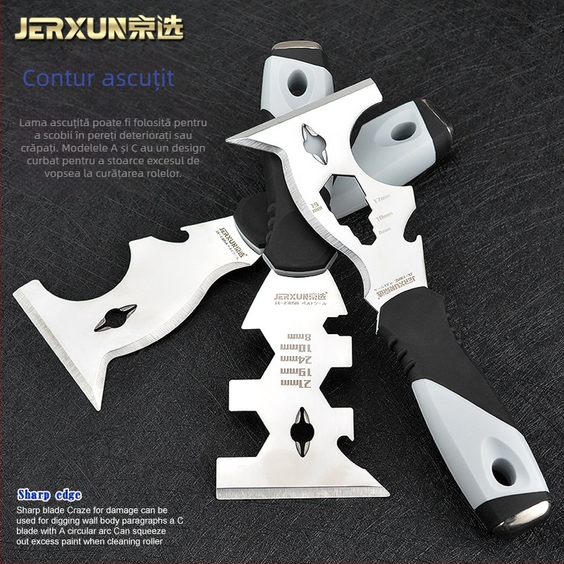 Cuțit de chit din oțel inoxidabil, spatulă multifuncțională groasă pentru umplerea chitului și tencuială, marca JERXUN