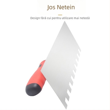 Gletieră zimțată din oțel inoxidabil pentru tencuire și montaj plăcilor ceramice, marca Henan Drill King; marcă proprie.