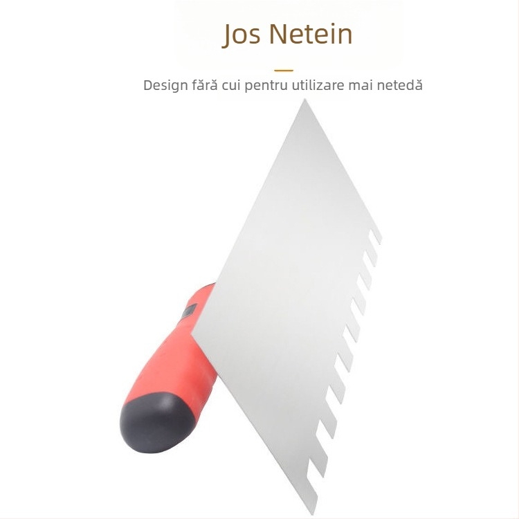 Gletieră zimțată din oțel inoxidabil pentru tencuire și montaj plăcilor ceramice, marca Henan Drill King; marcă proprie.