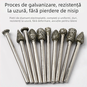 Set de 20 capete de șlefuire cu diamant, granulație grosieră, pentru sculptură în jad, sticlă, ceramică și metal