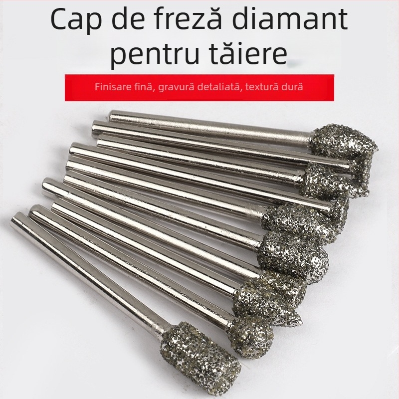 Set de 20 capete de șlefuire cu diamant, granulație grosieră, pentru sculptură în jad, sticlă, ceramică și metal