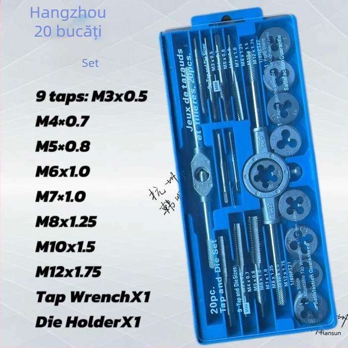 Set de filetare pentru conducte PPR, 20 piese, din oțel carbon, unelte de filetare, filet fin