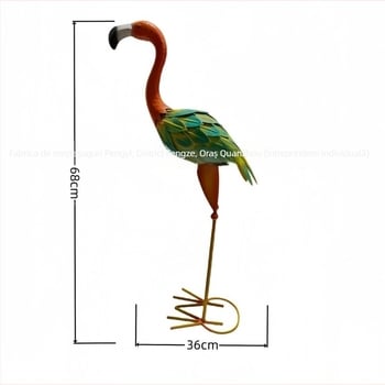 Ornament din fier – flamingo în stil forestier pentru casă și grădină