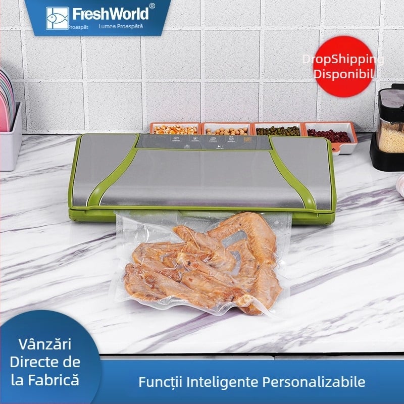 Fresh World TVS-2021 Mașină de vidat pentru alimente, oțel inoxidabil, 220V, model TVS-2021, sigilare
