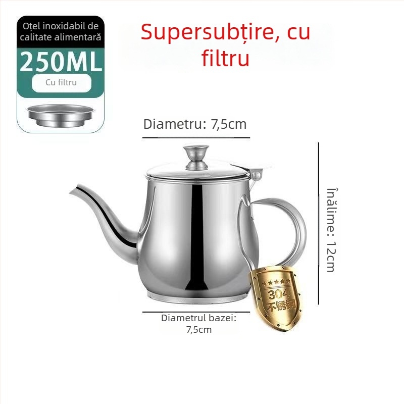 Recipient din oțel inoxidabil pentru ulei, cu gură de turnare anti-scurgere și filtru pentru bucătărie