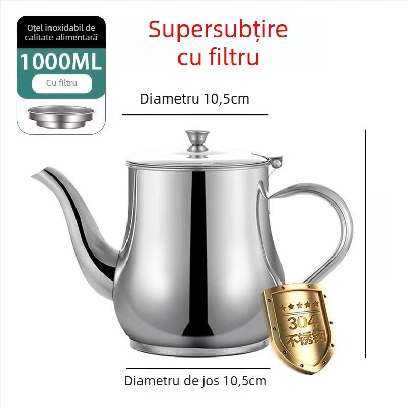 Recipient din oțel inoxidabil pentru ulei, cu gură de turnare anti-scurgere și filtru pentru bucătărie