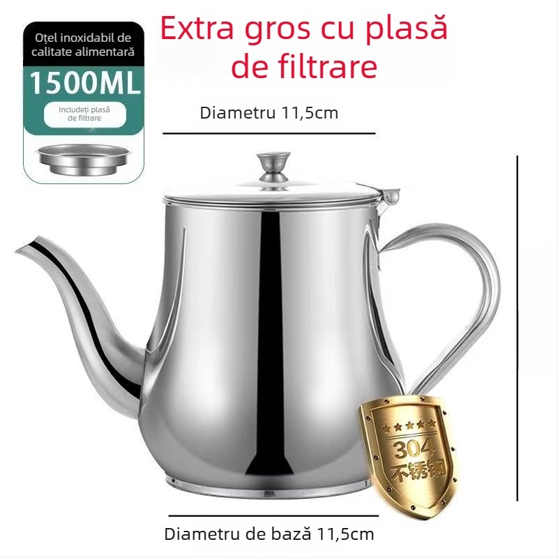 Recipient din oțel inoxidabil pentru ulei, cu gură de turnare anti-scurgere și filtru pentru bucătărie