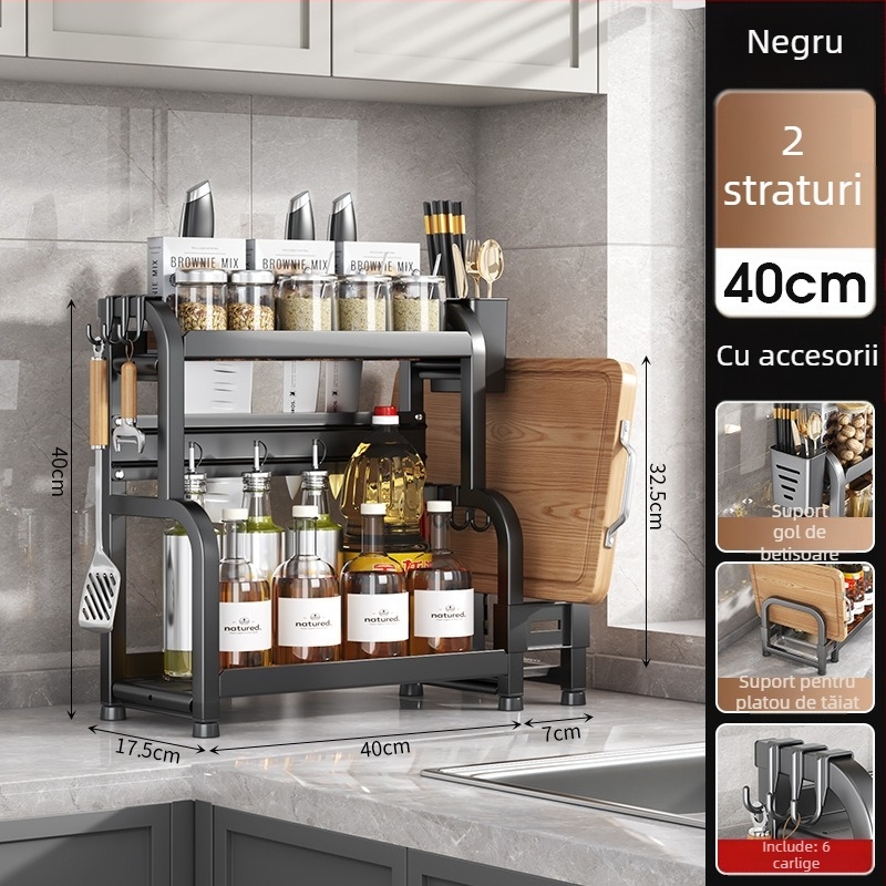 Raft de depozitare pentru bucătărie, fier, stil modern minimalist, instalare fără găuri, origine Yongkang