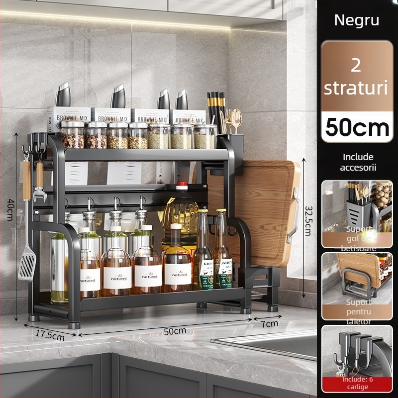 Raft de depozitare pentru bucătărie, fier, stil modern minimalist, instalare fără găuri, origine Yongkang