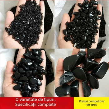 Piatră decorativă din obsidian natural – pentru acvariu și vază, finisaj măcinat și lustruit, material natural, formă geometrică