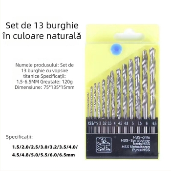 Set de 13 bucăți burghiu pentru lemn, din oțel rapid de înaltă viteză, cu strat de titan, pentru șurubelniță electrică