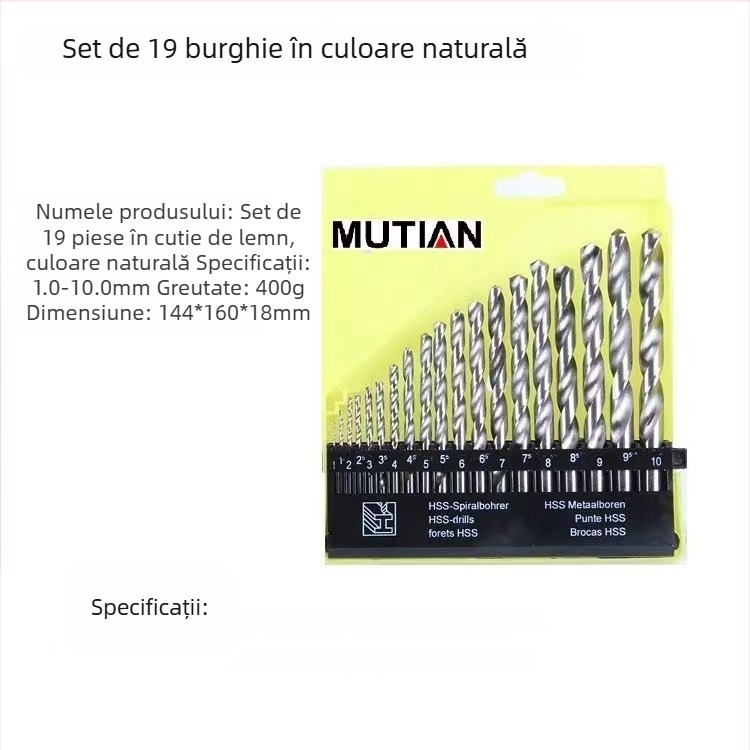 Set de 13 bucăți burghiu pentru lemn, din oțel rapid de înaltă viteză, cu strat de titan, pentru șurubelniță electrică