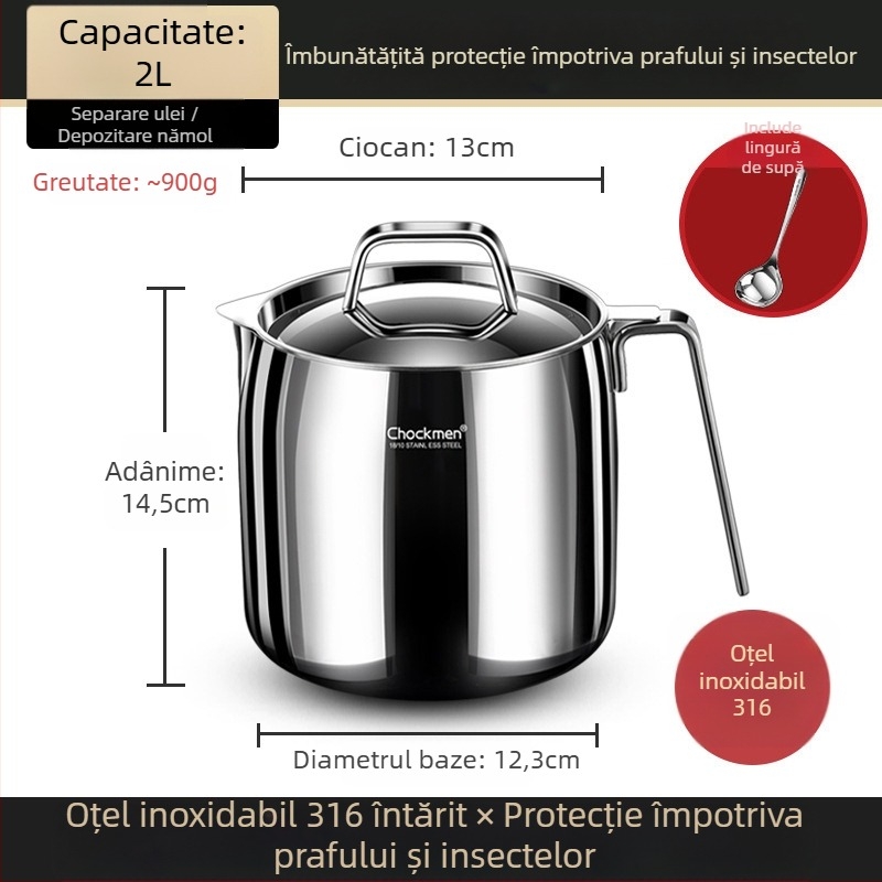 Recipient de ulei cu capac și filtru din plasă, oțel inoxidabil 18/10, Earthworm