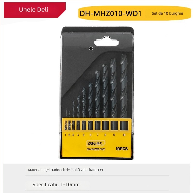 Deli burghiu spiral cu ax drept pentru metal, HSS, burghiu cu impact DH-MHZ010-WD1