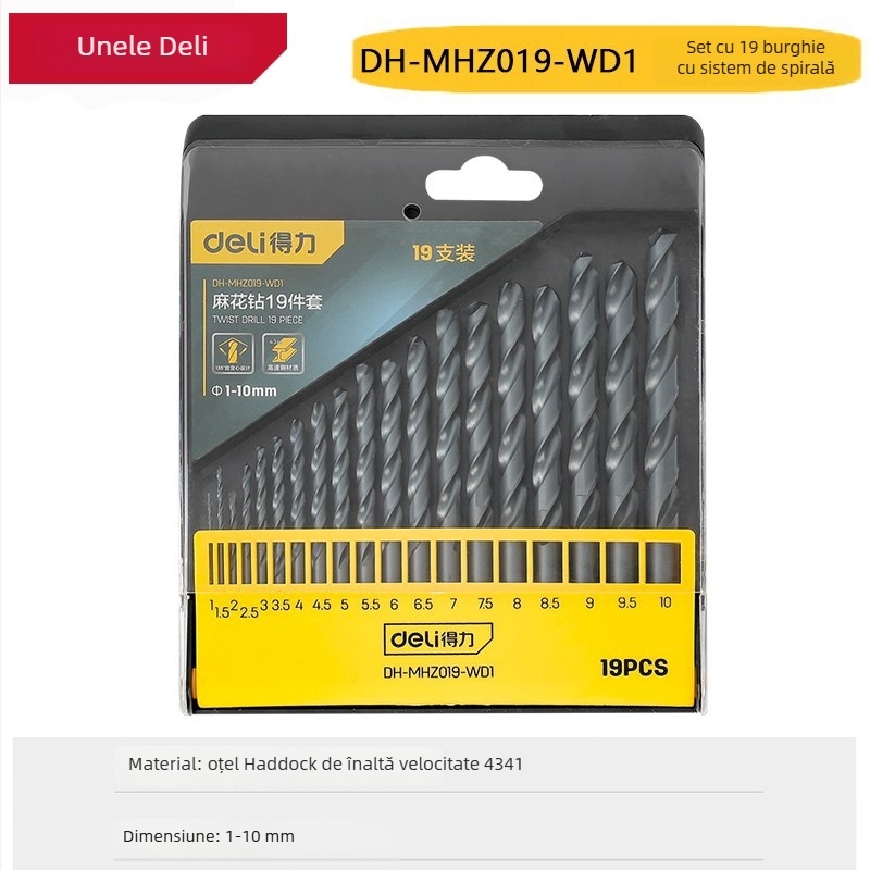 Deli burghiu spiral cu ax drept pentru metal, HSS, burghiu cu impact DH-MHZ010-WD1