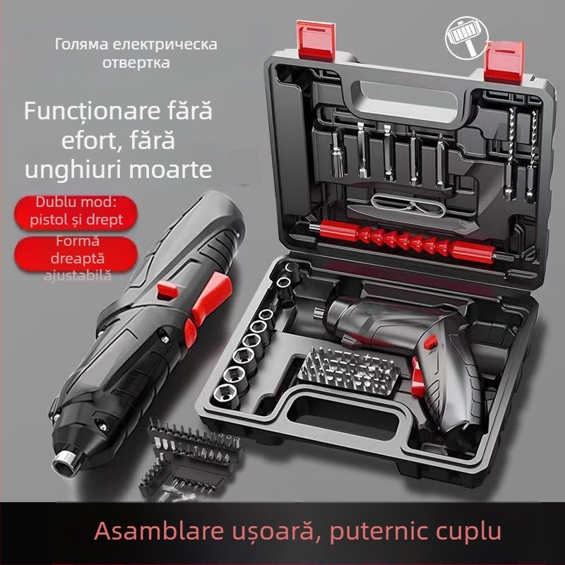 Șurubelniță electrică cu baterie litiu reîncărcabilă, compactă și multifuncțională; mandrină cu prindere; pentru hardware; interval de tensiune 50–250 V (AC/DC).